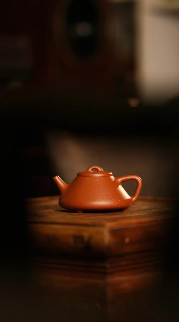 敬石斋蒋明明作品宝山红降坡泥紫砂壶子冶石瓢180cc全手工茶具