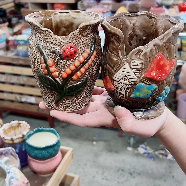 有孔.凑满10元发货多肉陶瓷花盆！