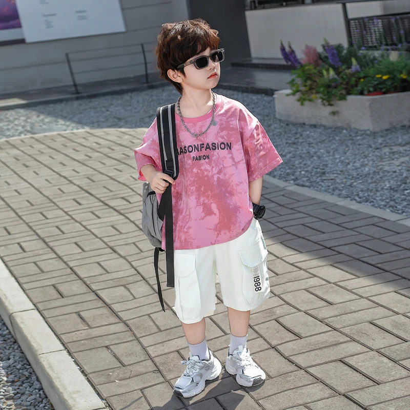 男童夏装套装2025夏季新款洋气多巴胺帅气男孩短袖运动装儿童服装