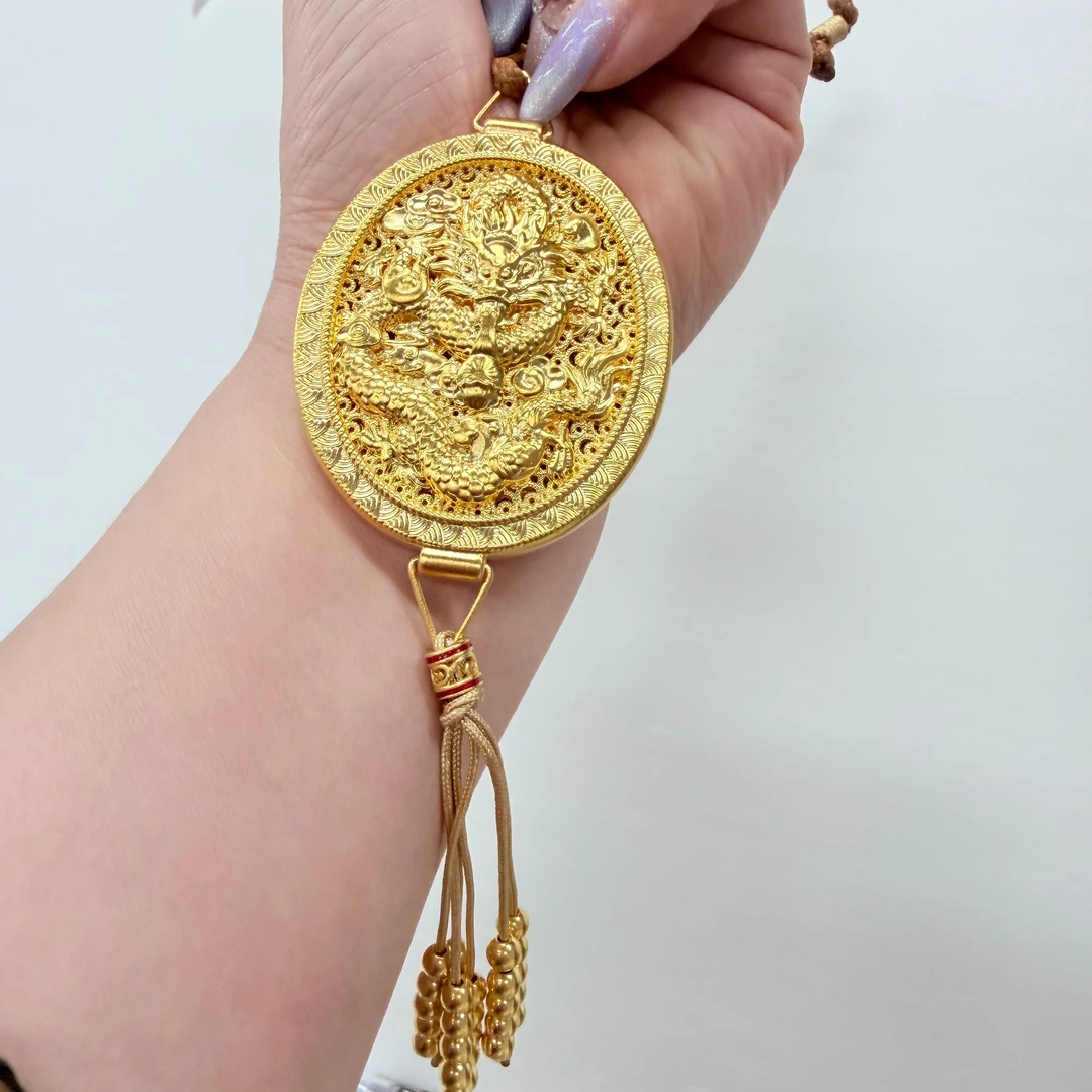 【足金吊坠】龙牌香囊黄金吊坠5G足金999零附加编绳传承古法