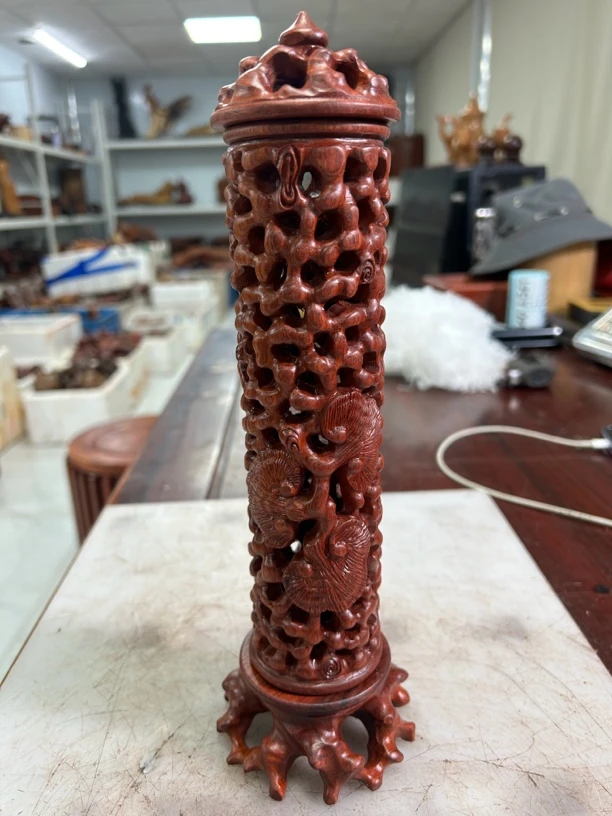 工艺品花梨木实木整木雕刻镂空线香炉88