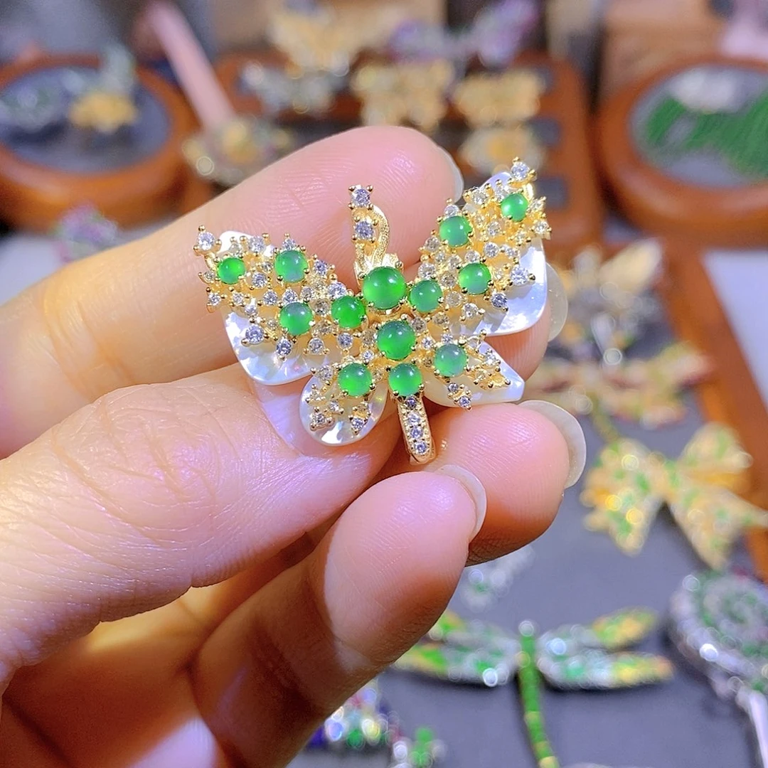 颈饰银S925镶嵌翡翠