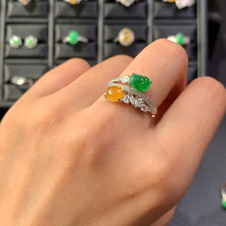 翡翠银S925镶嵌戒指