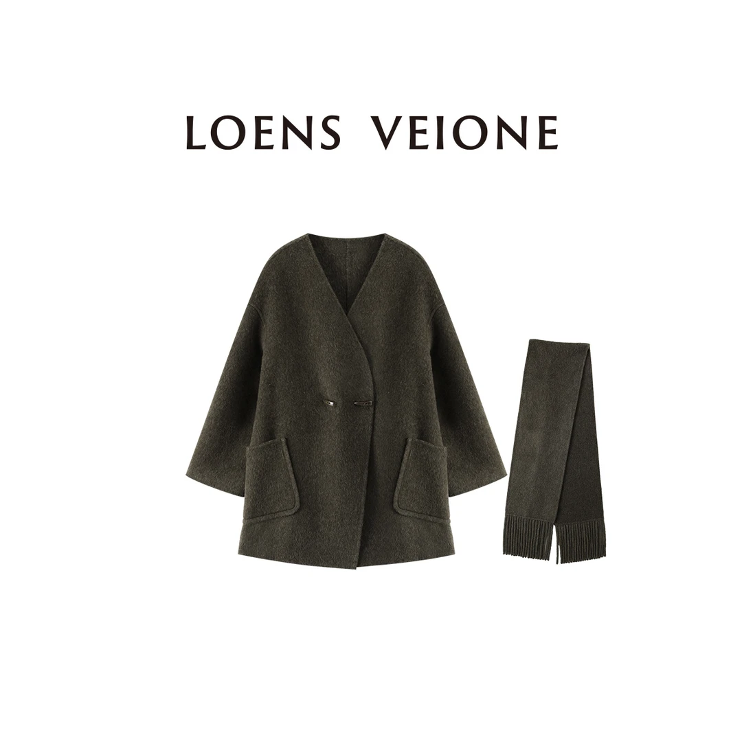 LOENS VEIONE/罗拉 骆驼绒+绵羊毛减龄休闲简约大衣23CVDK0078Y
