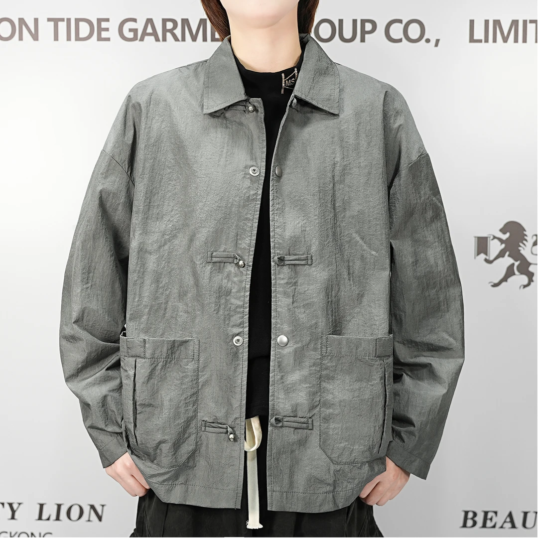 2025H·K美狮潮牌春季时尚中式复古风百搭休闲盘扣外套