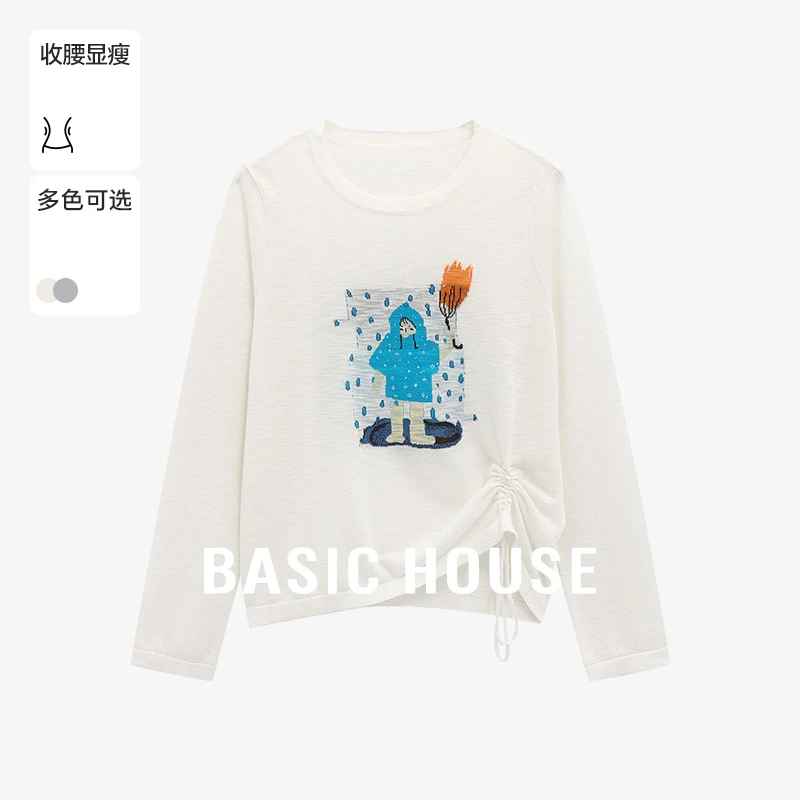 Basic House/百家好秋季纯欲慵懒风洋气女装针织衫-B0625B5HEX2