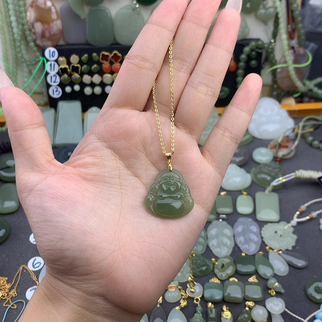 和田玉银S925镶嵌吊坠(赠链)