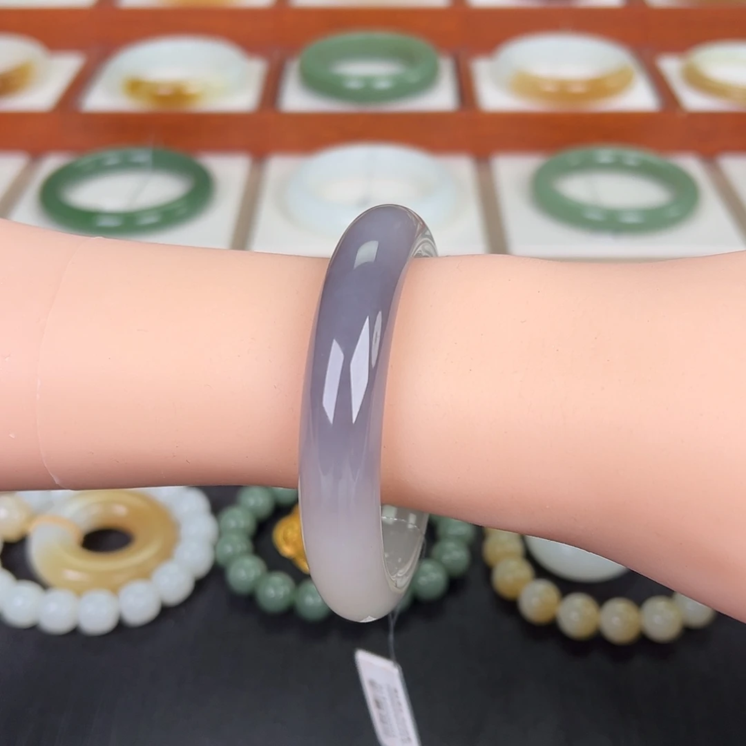 和田玉未镶嵌手镯冰润香芋紫