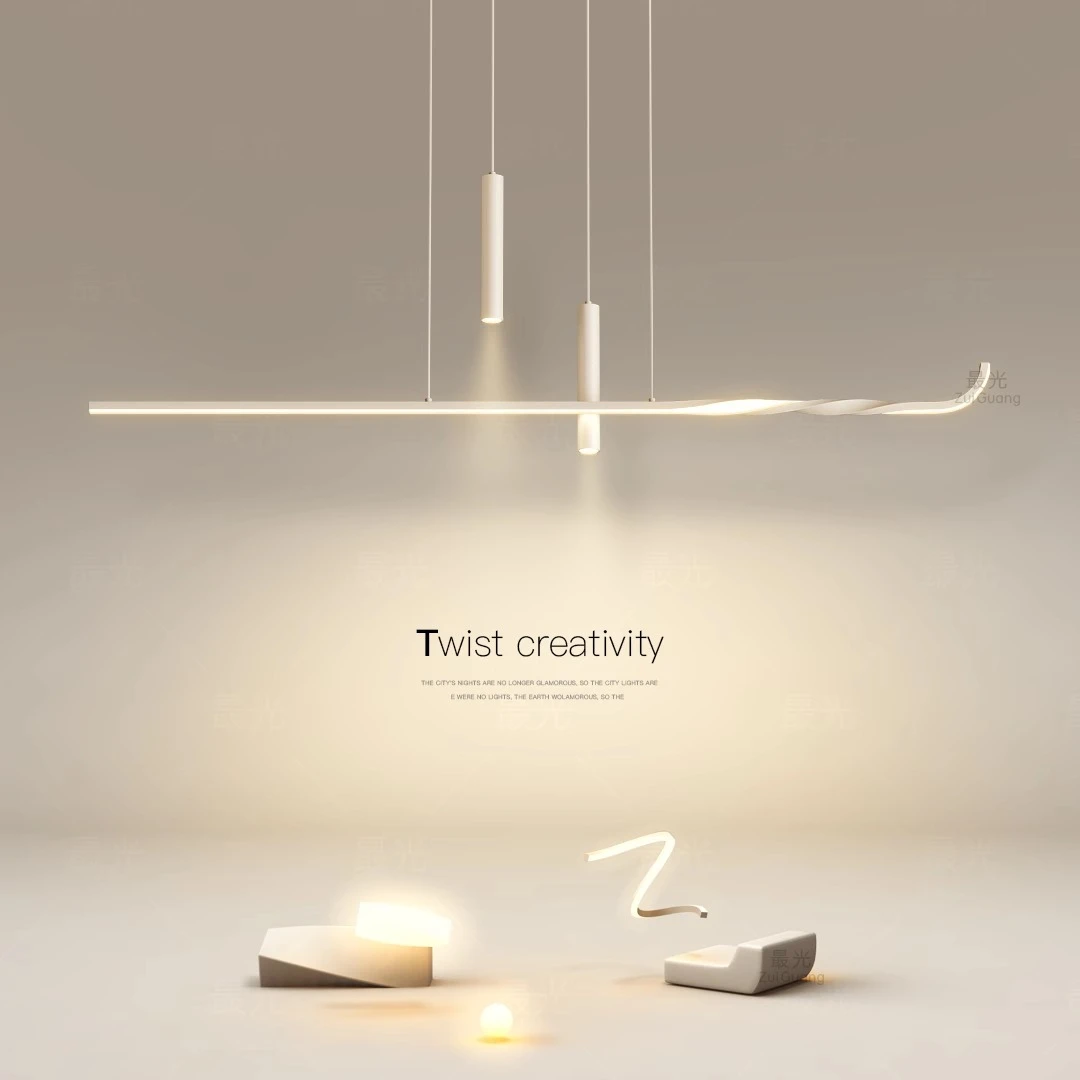 创意餐厅吊灯2025新款高级感餐桌灯客厅一字长条灯吧台茶室灯具