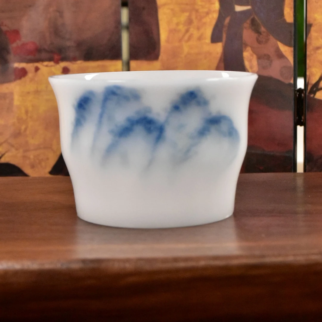 璞玉竹节杯白瓷茶杯高档品茗杯主人杯适合商务送礼男生女生长辈