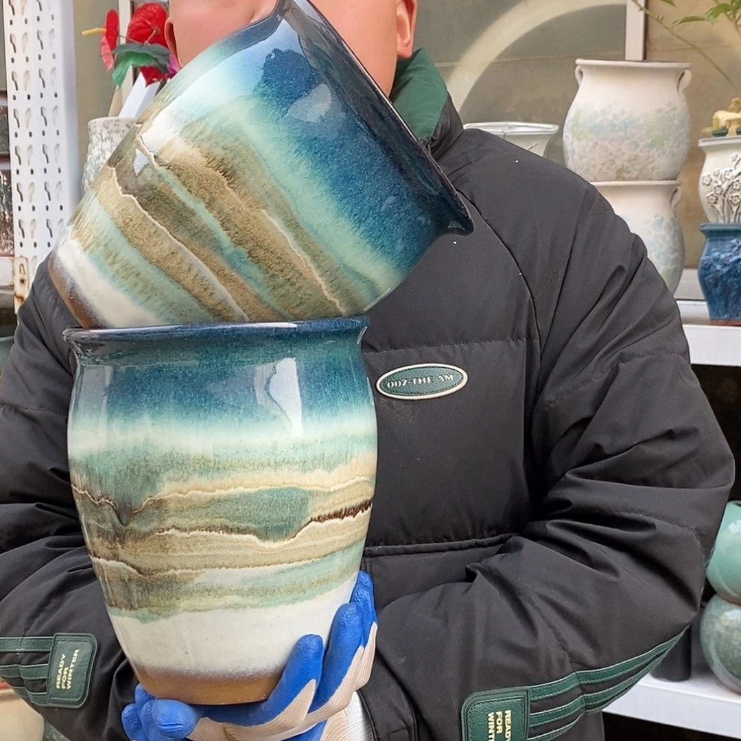 紫砂花盆口18高22处理