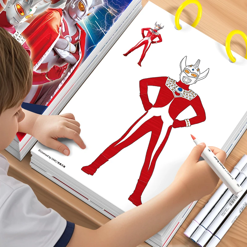 奥特曼涂色本3到6岁儿童简笔画本男孩描摹画册描红描画本涂鸦玩具