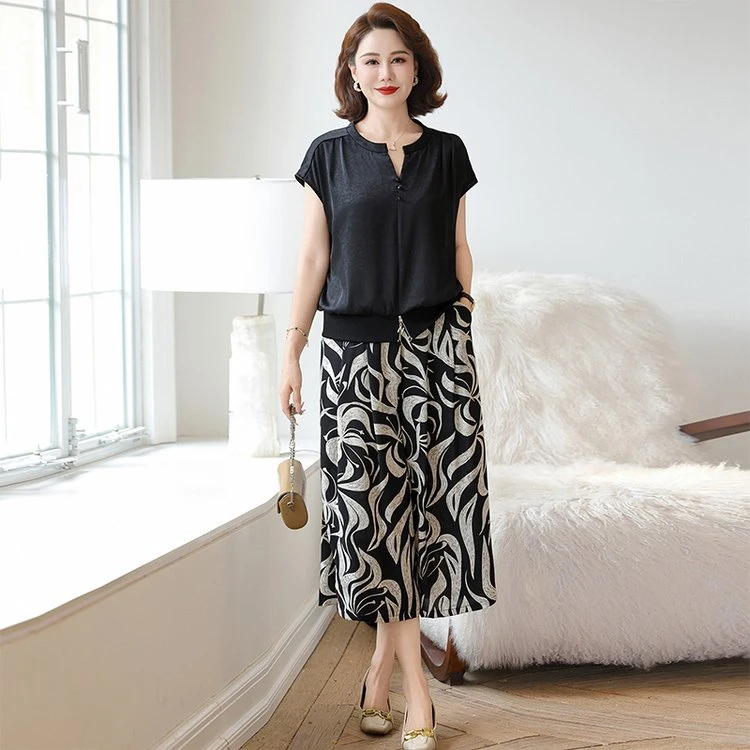 妈妈装气质洋气时尚套装宽松显瘦减龄休闲轻奢潮流两件套