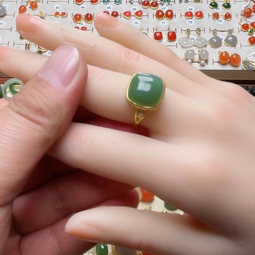 和田玉戒指银S925镶嵌