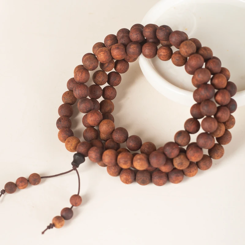 【奇楠降真木】约8MM*108颗  圆珠 多圈 原木雕塑件