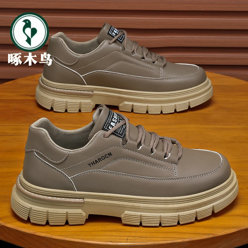 【正品】啄木鸟男鞋秋冬潮流新款马丁靴透气工装板鞋子运动休闲皮鞋