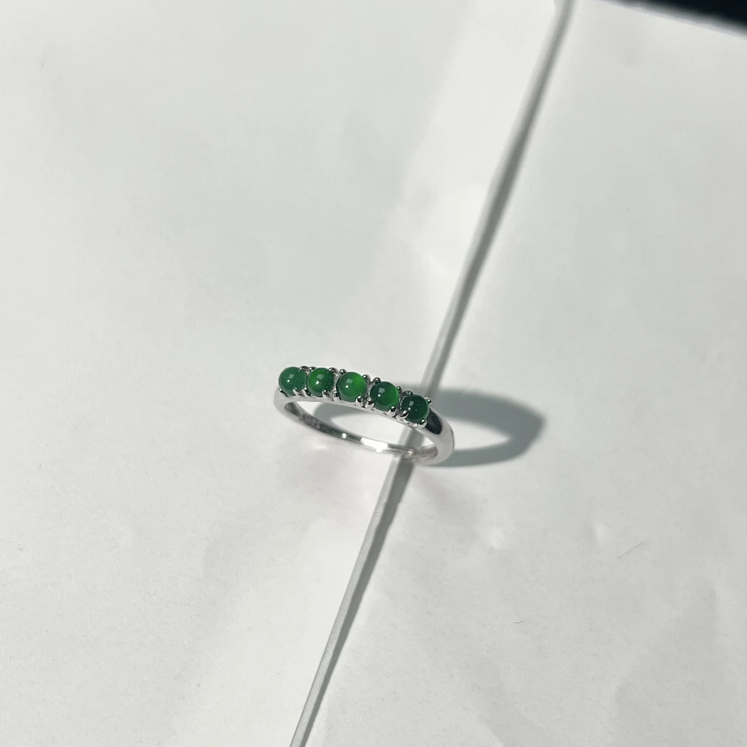 s925翡翠阳绿蛋面排戒   KT24083111