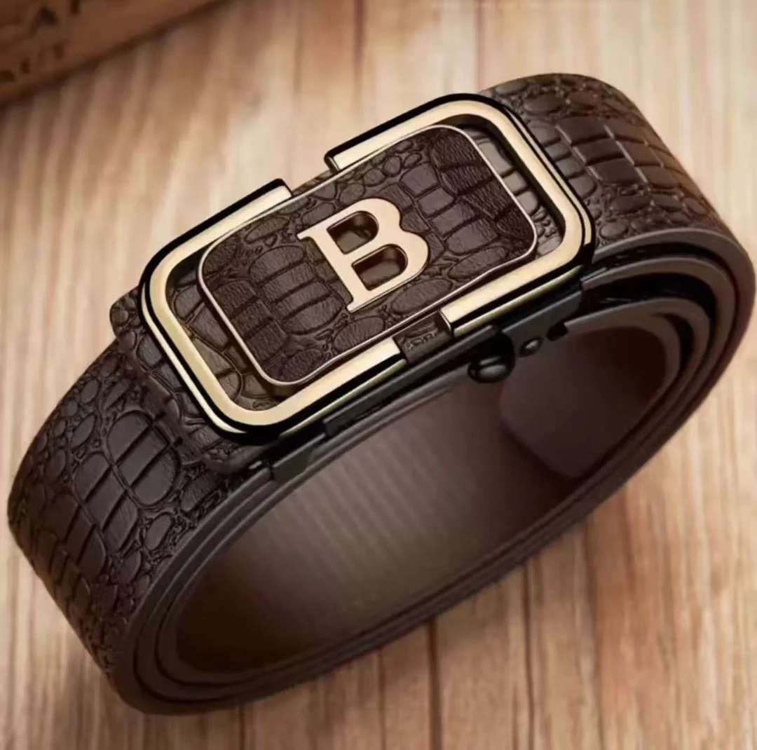 百搭腰带男皮【咖色B】带男士腰带时尚高档平滑经典男士