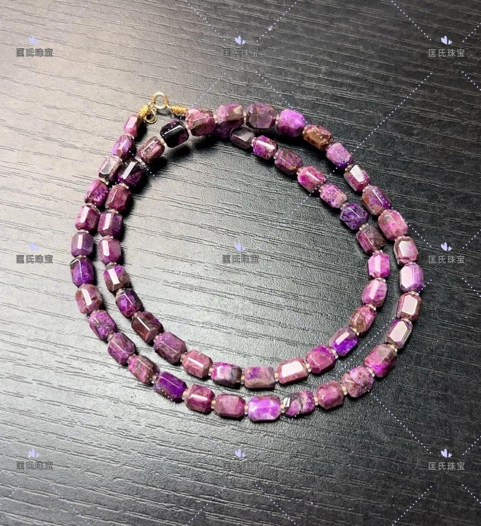 匡氏甄选 18K舒俱来泥地紫红切面项链 Z-HL-A8052(多样性发一)
