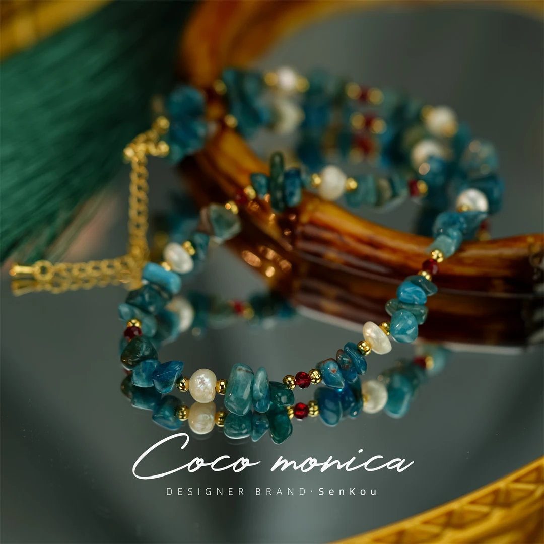 【小霞珠宝】项链手工蓝色轻奢绿色小众彩色设计师中古 WE332