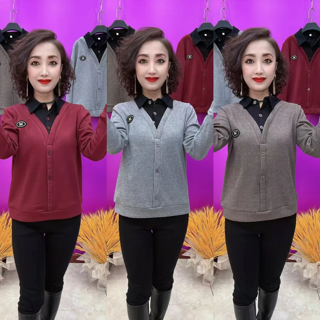 XU芃美145时尚假两件加绒小衫三色