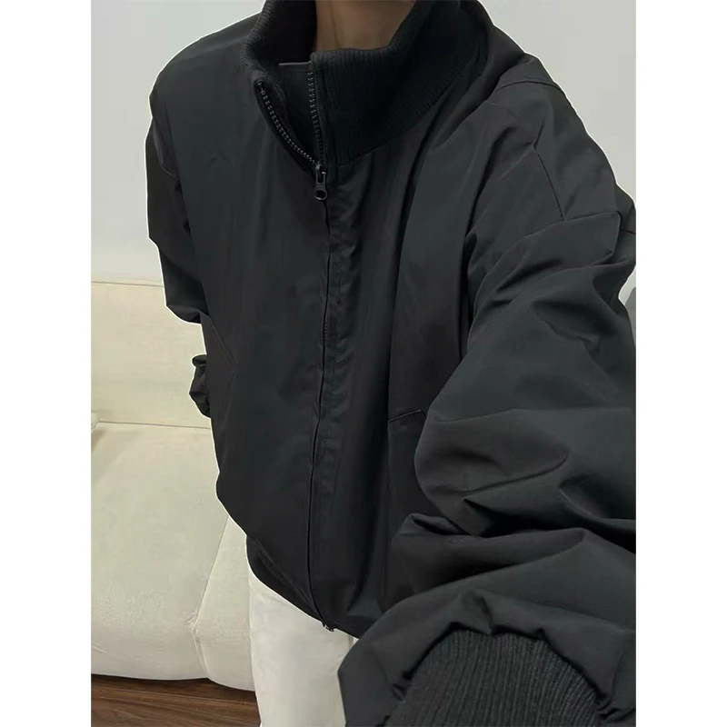 黑色短款工装夹克男款秋季三防立领棒球服cleanfit美式飞行员外套