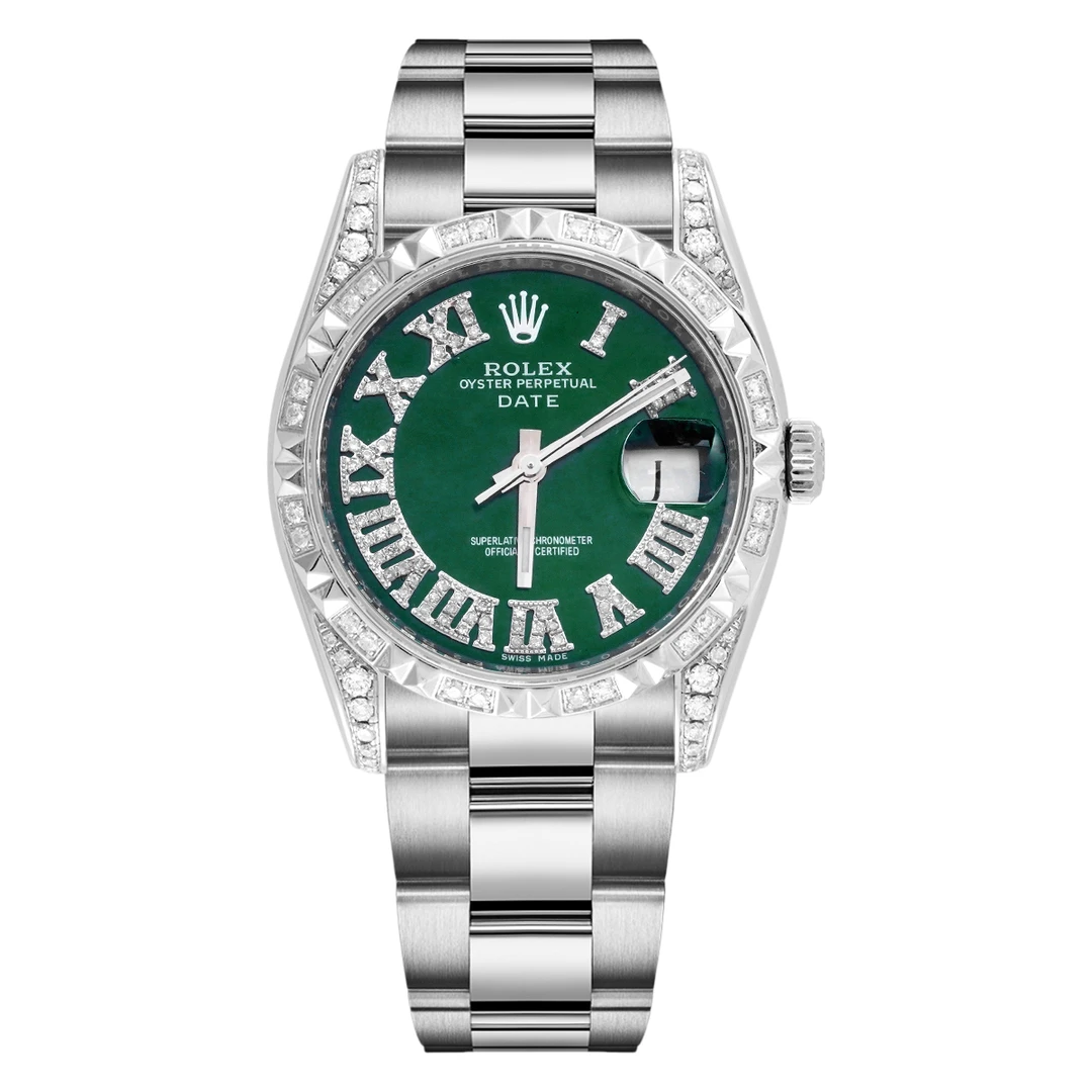 99新 Rolex/劳力士 日志型系列115210绿盘后钻腕表/WHT030301