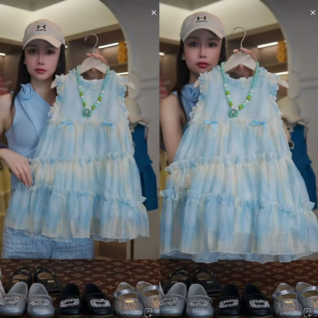 AYJ250126女童森系蓝白清新风公主裙