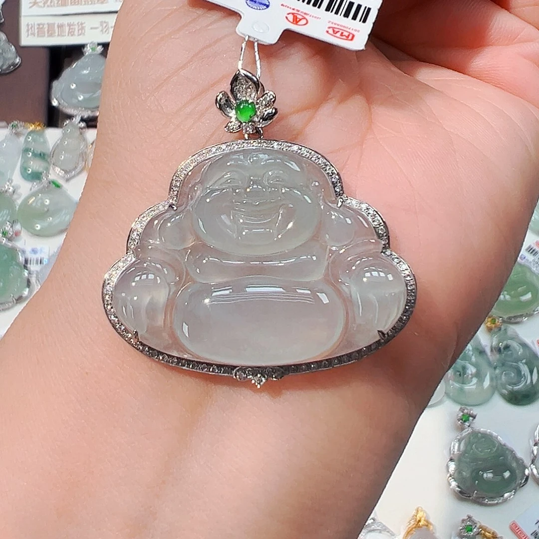 翡翠18K金镶嵌吊坠(不含链)佛公