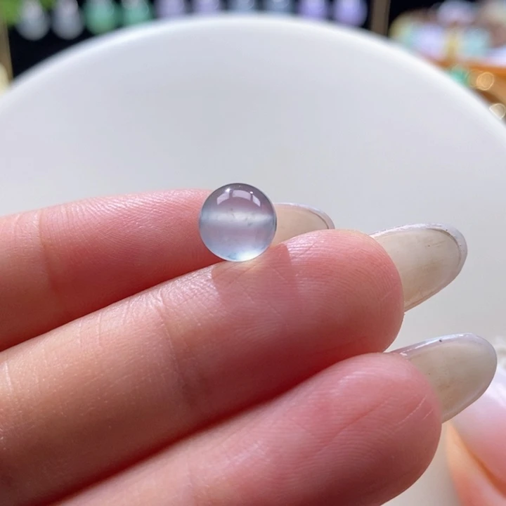 翡翠未镶嵌吊坠(不含链)翡翠高冰蓝花小珠卡8m