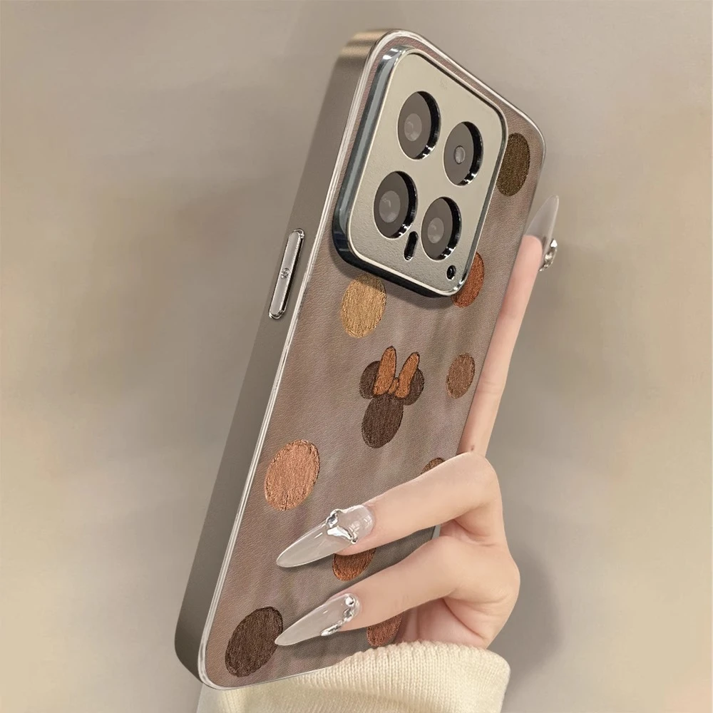 波点米妮适用小米15spro手机壳xiaomi14全包13pro小羊皮防摔支架