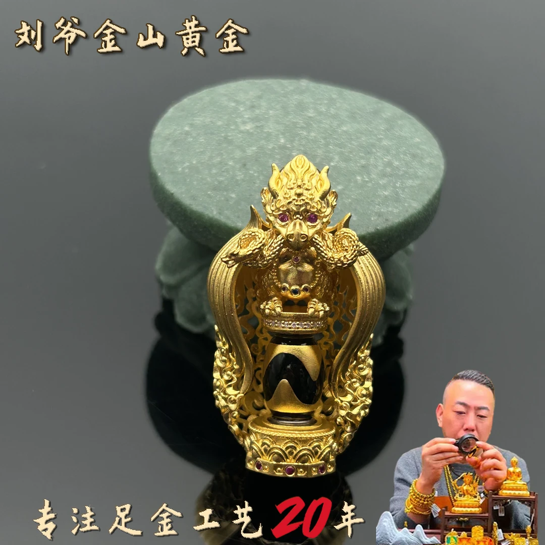 刘爷专属 深圳水贝足金大鹏鸟吊坠镶嵌古法工艺