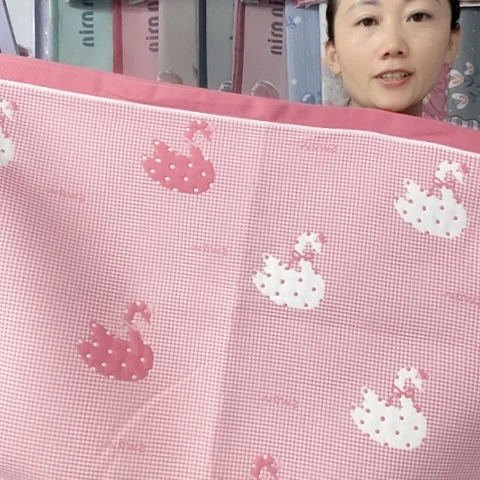 棉纱布粉色天鹅纯棉