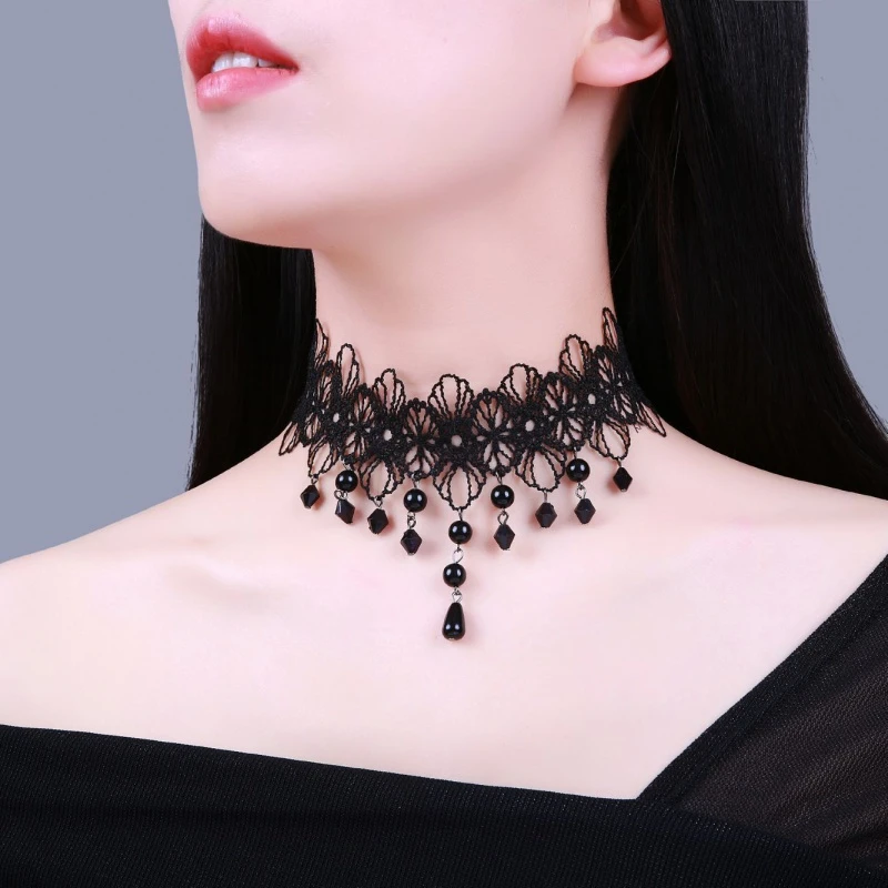 铁合金项链 锁骨链韩版蕾丝项链女简约短款流行脖子饰品颈带项圈