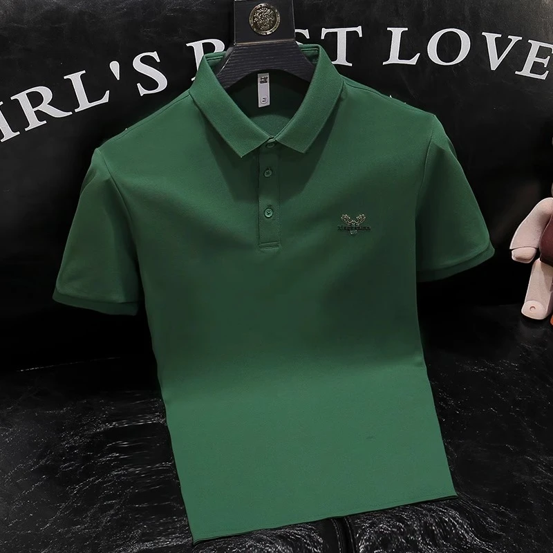 维多利亚高端简约小鹿刺绣翻领短袖Polo衫男夏季新款商务休闲T恤