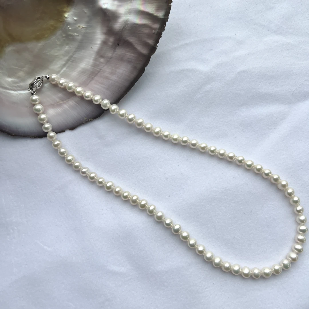 【小蒋珍珠】天然淡水无核珍珠5.3-6.3mm近圆无暇无核5A+珠光白色