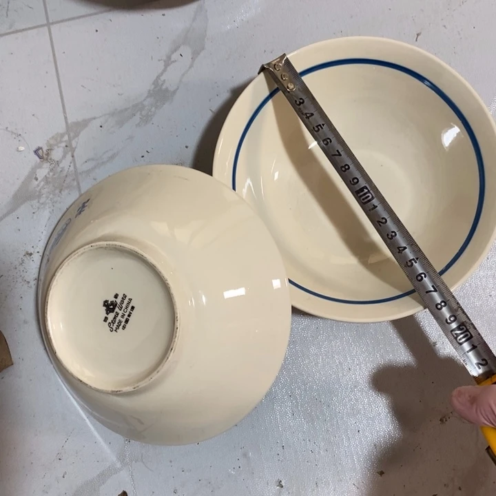 瓷片炻器瓷斗笠碗一对微瑕疵