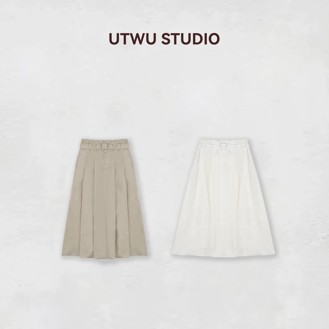 UTWU小敏「东方诗意」1oo苎麻早春宽松显瘦系带中长伞裙S25B1003