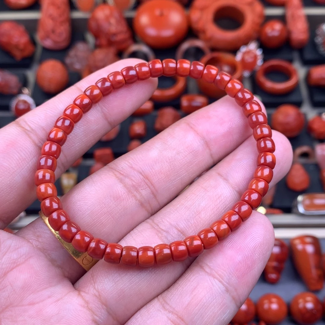 南红玛瑙未镶嵌精工直切手串5+