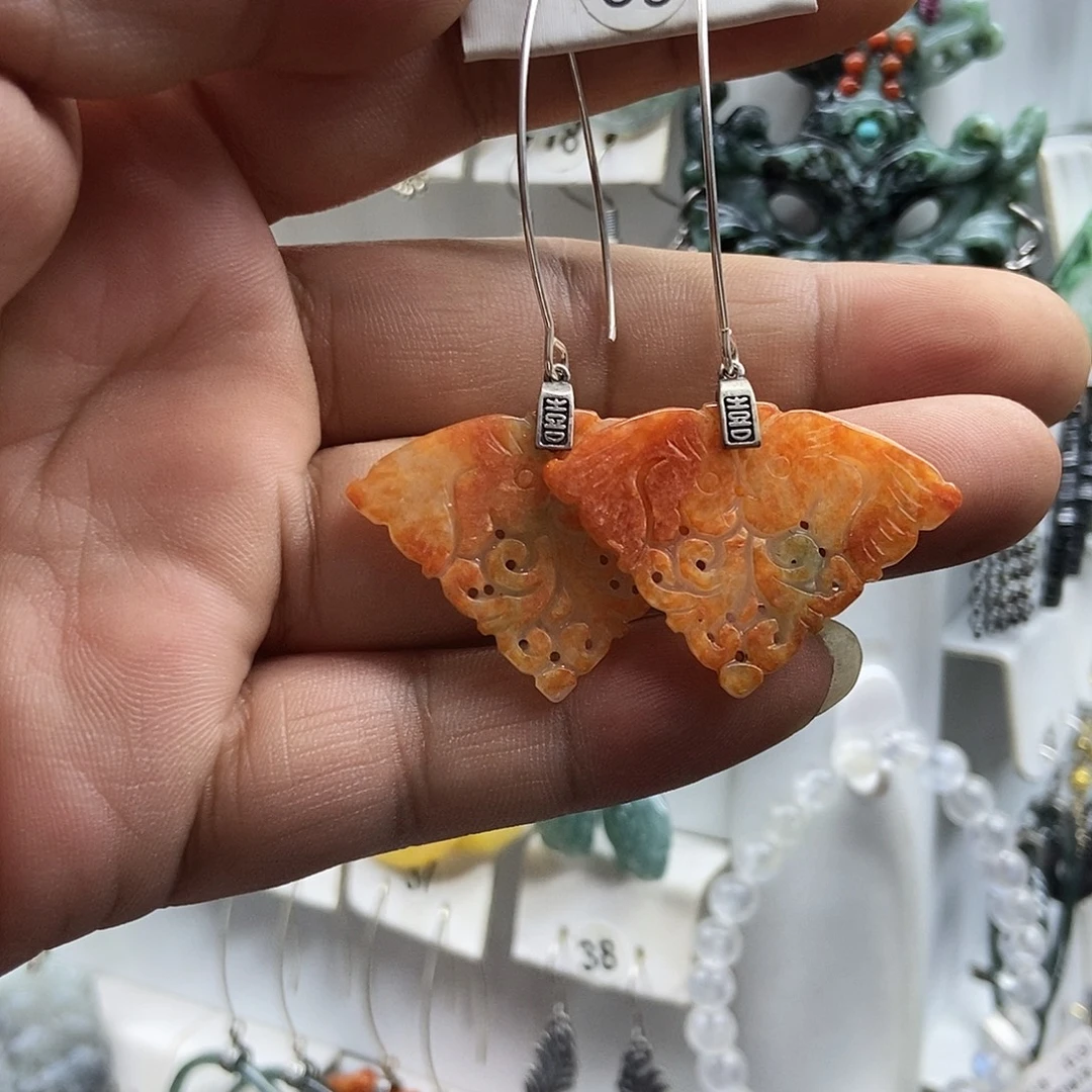 银S925镶嵌翡翠耳饰品质珠宝