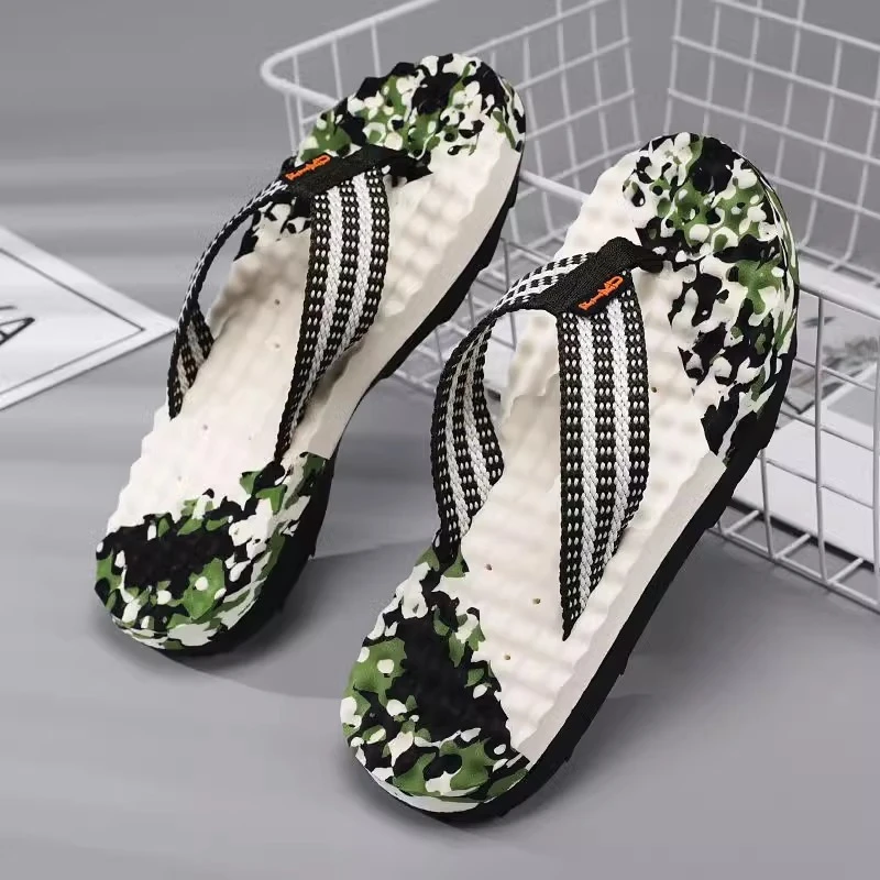 吉伦略索夏季个性潮流韩版男拖鞋大码按摩人字拖休闲沙滩拖鞋凉拖