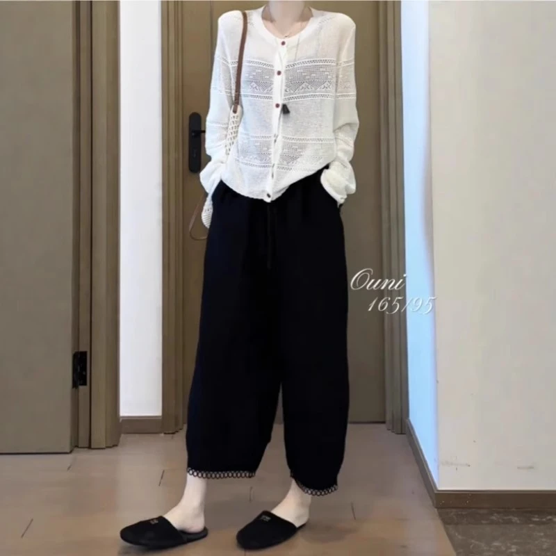 九分萝卜哈伦灯笼裤2025夏季薄款胖MM大码女装高腰宽松垂感阔腿裤