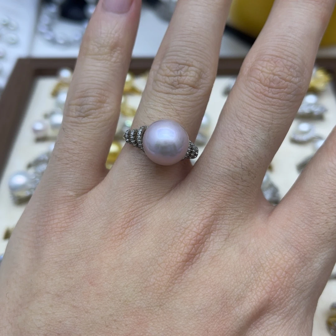 银S925镶嵌淡水珍珠戒指