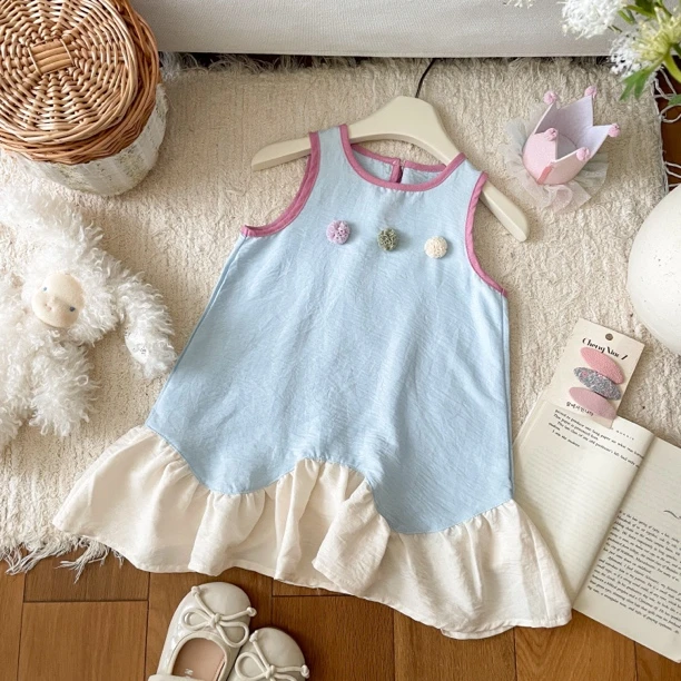 女童连衣裙2025夏季新款甜美洋气小女孩公主裙女宝婴儿无袖背心裙