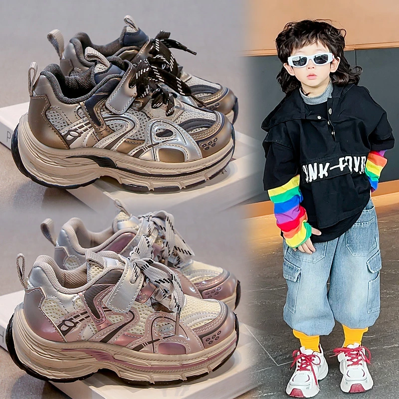 新款舒适女童老爹鞋双网透气轻便儿童运动鞋男童跑步鞋学生休闲鞋