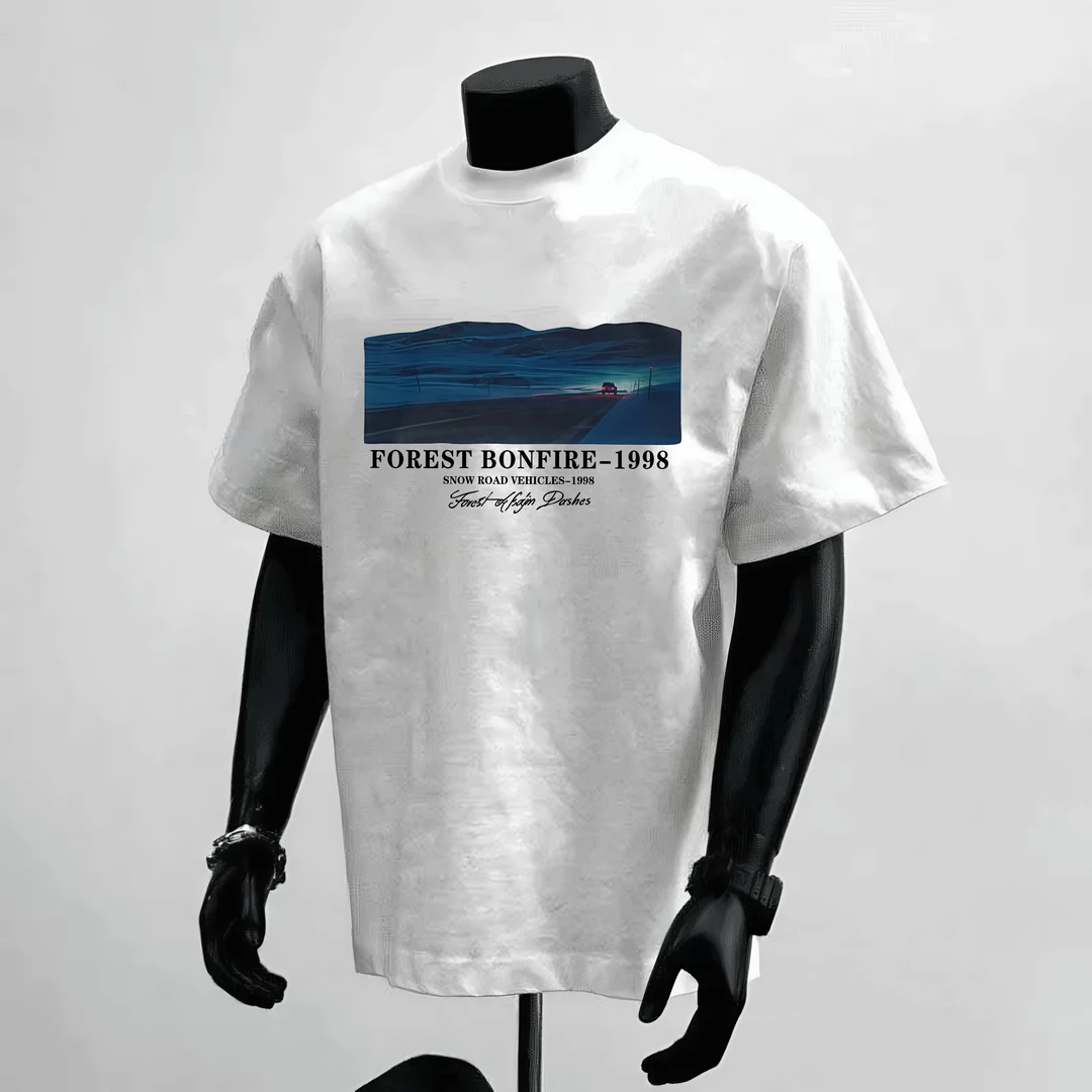 重磅纯棉短袖T恤潮流美式休闲夏季新款印花休闲宽松圆领百搭T恤男