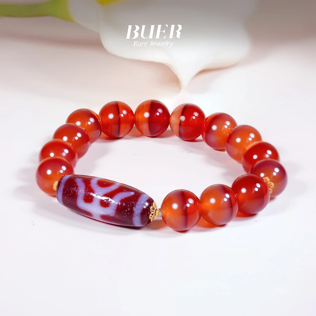 【不二】红肉贵人珠珠18K金DIY红一线手串12mm+  (多样性发)