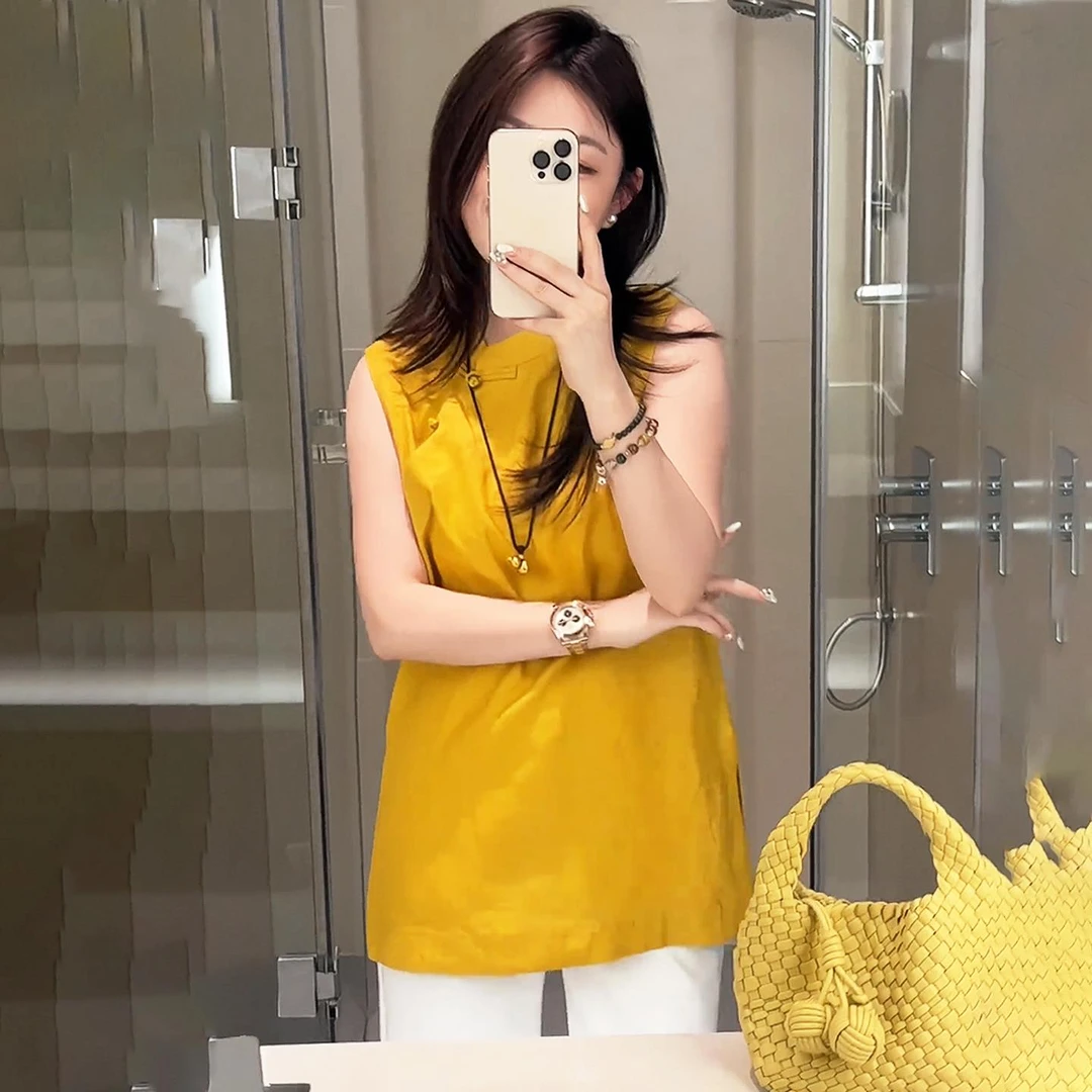 新中式国风女装无袖苎麻上衣新款爆款夏季衬衫女夏轻奢高级感