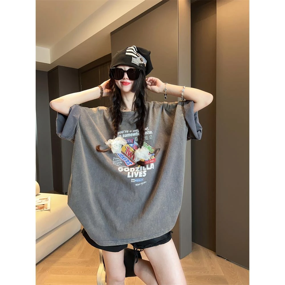 加大码300斤夏季时尚显瘦短袖T恤男2025宽松休闲百搭小众设计上衣