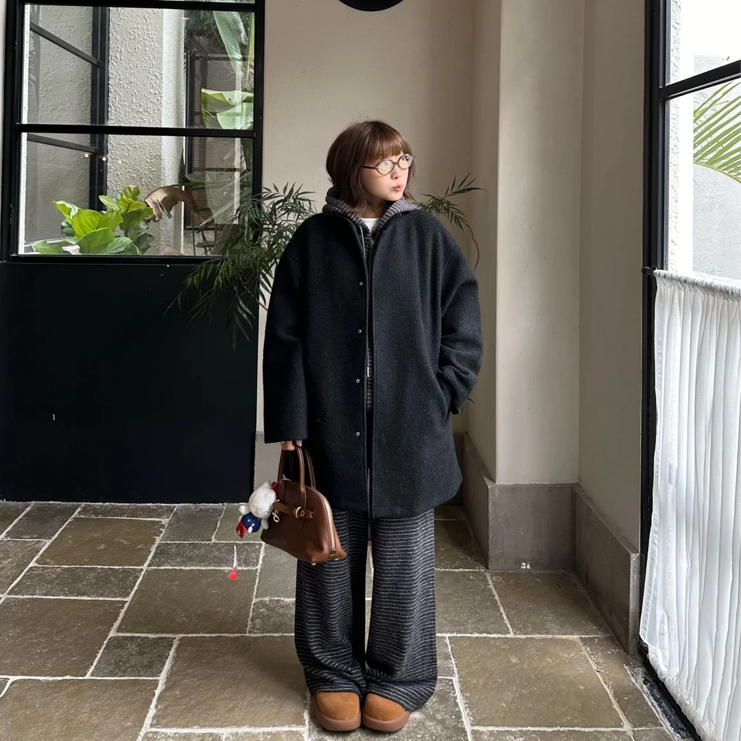 【NO退NO换】Our2 【肌理感大衣】秋冬韩版中长款毛呢大衣【E5018】